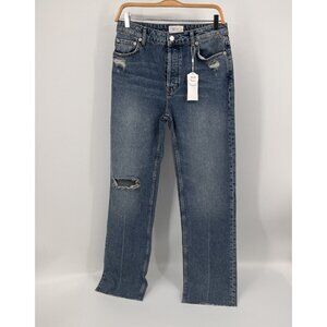 Rails Medium Blue Distressed Wide Leg Jeans Size 29 Raw Hem Cotton Denim